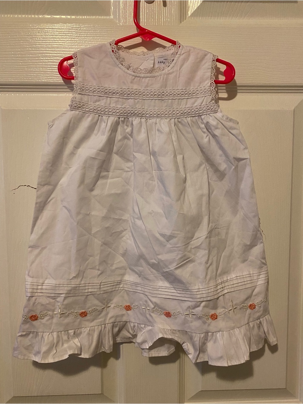 White Embroidered Ruffle Hem Girls' Dress